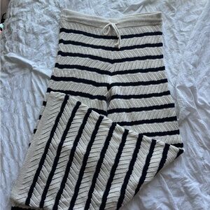 aerie Knit Striped Lounge Pants in Cream and Black